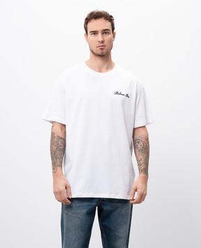 Balmain Белая футболка с контрастной вышивкой логотипа DH1EG010BC68