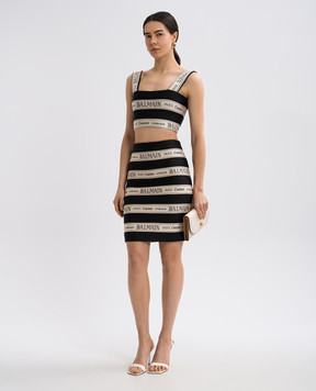 Balmain Чорна спідниця міні з логотипом EF1LC245JJ95