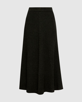 Victoria Beckham Зелена спідниця в рубчик з вовни мериноса 1425KSK006803B