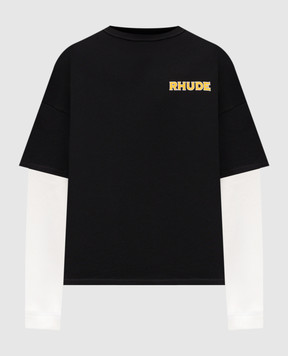 Rhude Чорний світшот подвійної конструкції з логотипом RHPF25TT19012