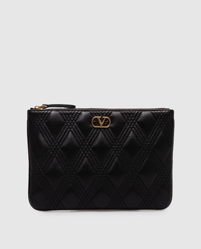 Valentino Черный кожаный клатч Quiltie 67 7W2P0AS5MIC