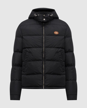 Valentino Чорний пуховик з емблемою Vlogo Signature 7V3CNB316FN