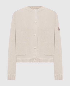 Moncler Бежевая комбинированная куртка с шерстью K20939B00027M1241