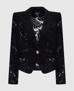 Balmain Чорний жакет з мережива FF1SG230CG08