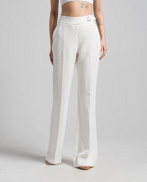 Ermanno Scervino Білі штани кльош з льоном D446P331DIE
