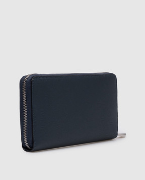 Serapian Синій шкіряний гаманець з металевим логотипом SREVLMSL703019K029