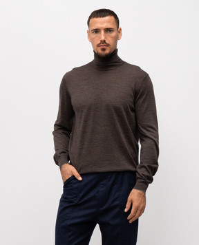 Brunello Cucinelli Коричневый гольф из шерсти и кашемира M2400103