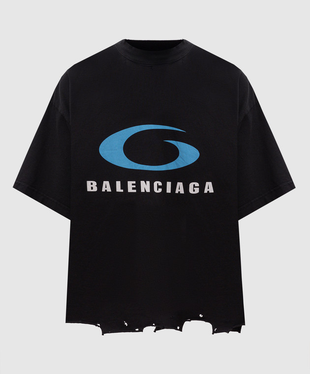 BAL∈NCIAGA ブラック Tシャツ M Balenciaga - Черная футболка с принтом логотипа с винтажным