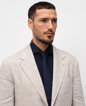 Brunello Cucinelli Синий галстук из шелка в узор. MV8950018