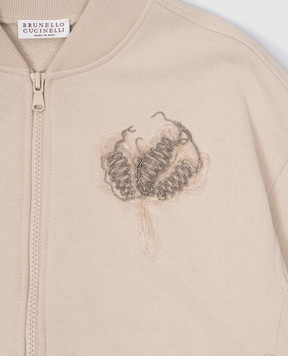 Brunello Cucinelli Детский бежевый бомбер с аппликацией BN05NE872C