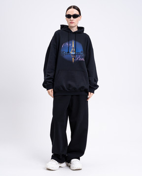 Vetements Чорне худі з брендовим принтом UH76HD410Bw