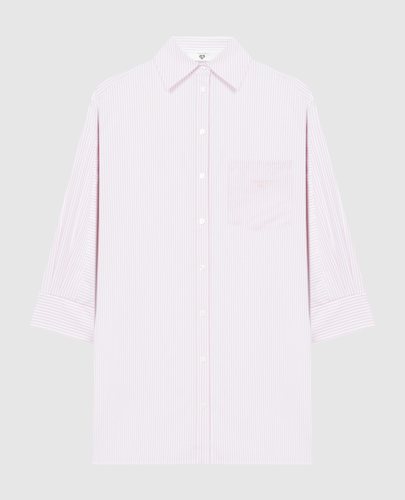 

Розовая рубашка в полоску с вышивкой логотипа, Розовый, Рубашки