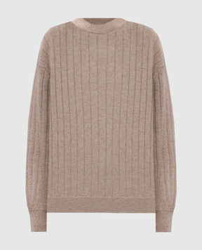 Brunello Cucinelli Бежевий светр з кашеміру з ланцюжком моніль M12193400