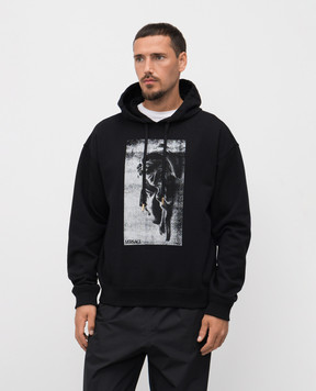 Versace Чорне худі з брендовим принтом 10198991A15079