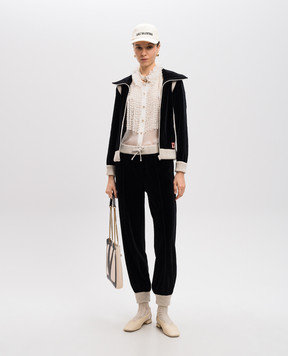 Valentino Черные бархатные спортивные брюки с логотипом 6B3MD06S96C