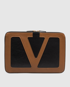 Valentino Чорна шкіряна папка для документів з логотипом 6Y2P0V25ELH