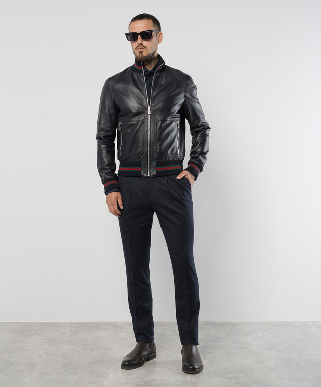 Gucci blue leather jacket best sale