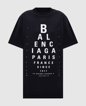 Balenciaga Черная футболка Optical с принтом логотипа 811688TRVU6