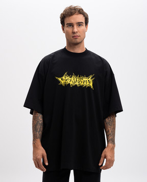 Vetements Чорна футболка з принтом логотипа в стилі графіті UA66TR655B