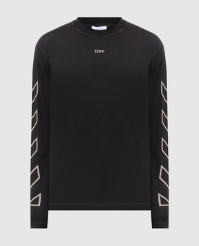 Off-White Черный лонгслив с логотипом эмблемы Arrow с принтом OMAB086S25JER004