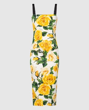Dolce&Gabbana Біла сукня в квітковий принт F6AWJTFSA4Q