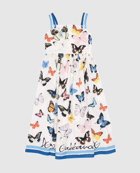 Dolce&Gabbana Дитяча біла сукня в принт L54DE4FI5KS6