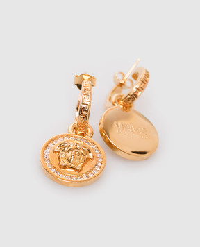 Versace Золотисті сережки з емблемою Medusa з кристалами DG2D748DJMX