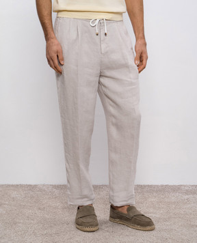 Brunello Cucinelli Серые брюки из льна M243DE1710