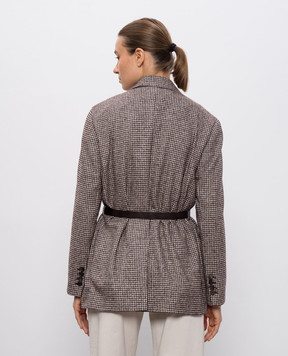 Brunello Cucinelli Коричневий жакет з вовни у візерунок MV4047398