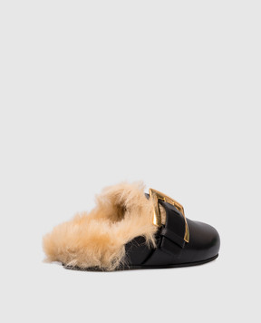 Balmain Черные кожаные мюли FN1UR139LVIT