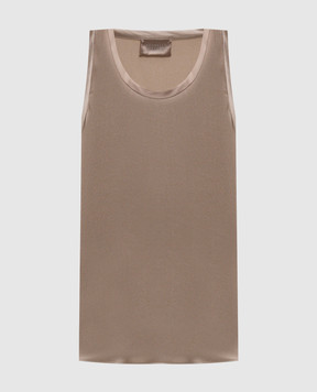 Brunello Cucinelli Бежевий топ із шовку M0C59E0600