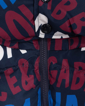 Dolce&Gabbana Дитячий синій пуховик в принт логотипа L4JB6FG7NUW812+