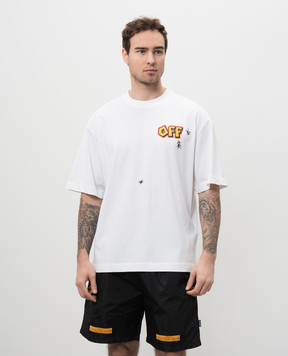 Off-White Белая футболка с контрастным принтом логотипа OMAA120S25JER009