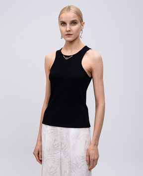 Twinset Чорний топ в рубчик з ланцюжком 251TT2400