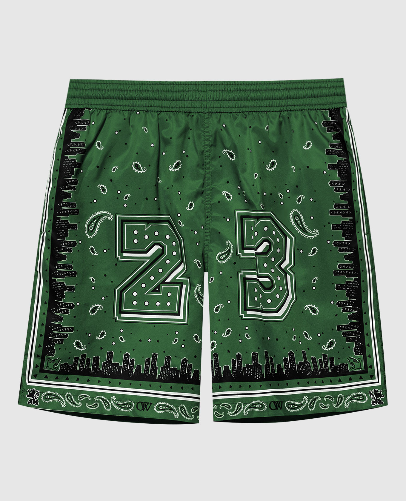 Green Bandana Print Swim Shorts