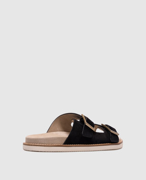 Brunello Cucinelli Черные замшевые шлепанцы Urban MZUSILY235