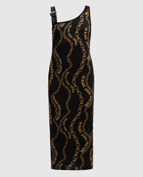 Versace Jeans Couture Чорна сукня міді в принт Chain Couture 77HAO978JS423