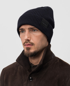 Tom Ford Синя шапка з кашеміру з логотипом KHR005YMK065