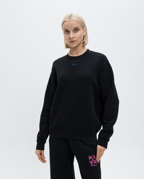Off-White Черный свитшот Pinkflower с вышивкой логотипа Off OWBA055F24FLE001