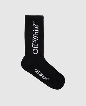 Off-White Чорні шкарпетки з візерунком логотипа OWRA035C99KNI001