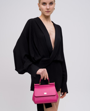 Dolce&Gabbana Рожева шкіряна сумка Sicily з логотипом BB6003A1001