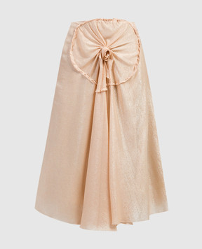 Victoria Beckham Розовая юбка миди с люрексом с аппликацией в виде цветка 1124WSK005127B
