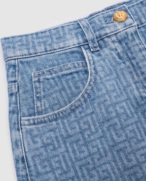 Balmain Детская синяя джинсовая юбка в шаблон логотипа монограммы BW7A31Z2867410