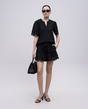 Twinset Черная блуза с кружевом 251TT2097