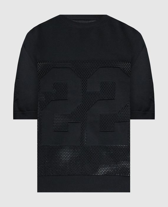Black t-shirt with textured pattern 22