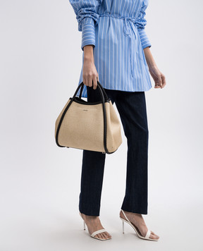 Max Mara Бежевая сумка-трапеция SUMMERMARINES с логотипом SUMMERMARINES