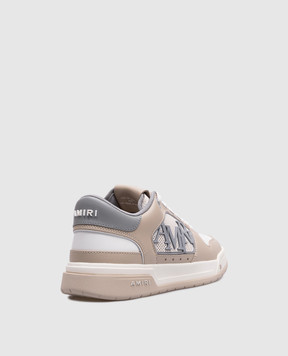 AMIRI Бежевые кожаные кроссовки Classic Low с логотипом AWFOSR1073