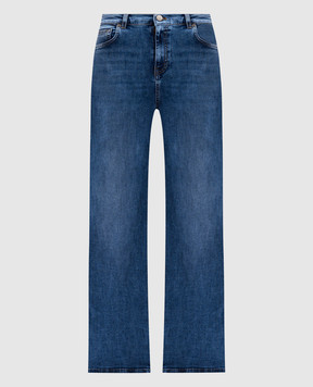 Twinset Синие джинсы клеш с эффектом потертости 252TP2670