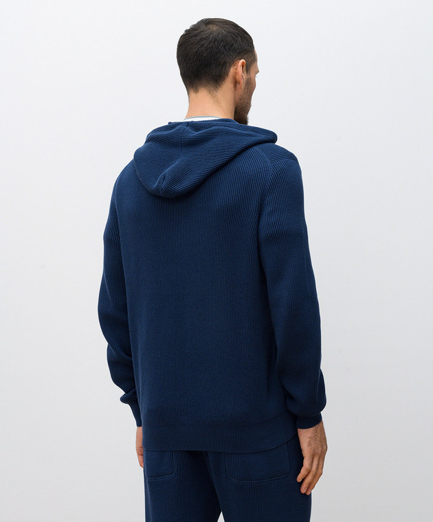 Brunello Cucinelli Синя спортивна куртка в рубчик з вишивкою емблеми логотипа M29200416G зображення 4