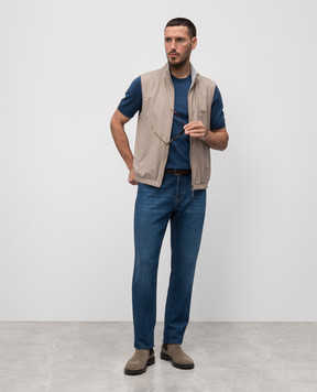 Cashmere&Whiskey Синяя футболка с шелком и кашемиром FS03